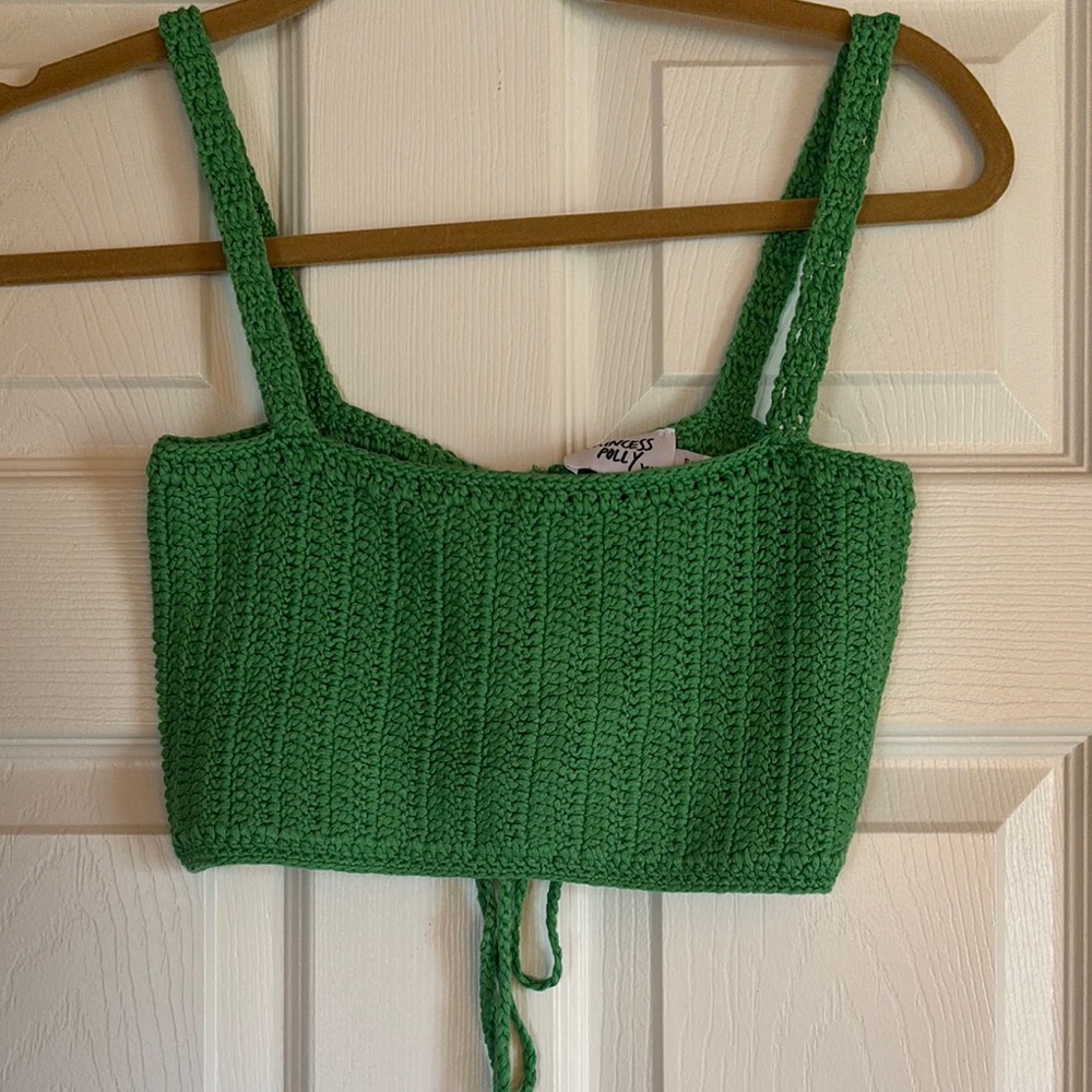 Green Knit Crop Top